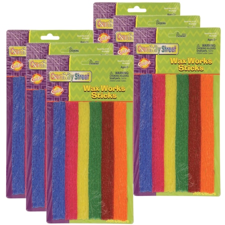 Creativity Street Wax Works Sticks, Assorted Hot Colors, 8in, 48 Count, PK6 PAC4171